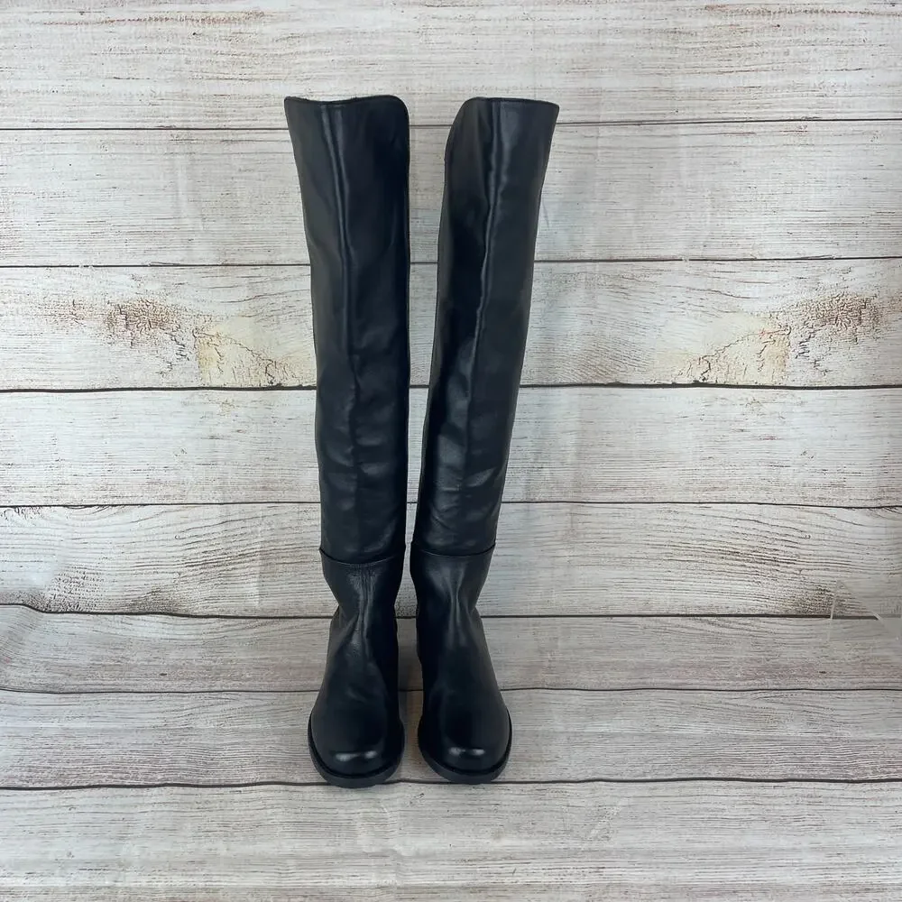 Stuart Weitzman 5050 Womens Sz 5M Over the Knee Boots Black Leather Suede